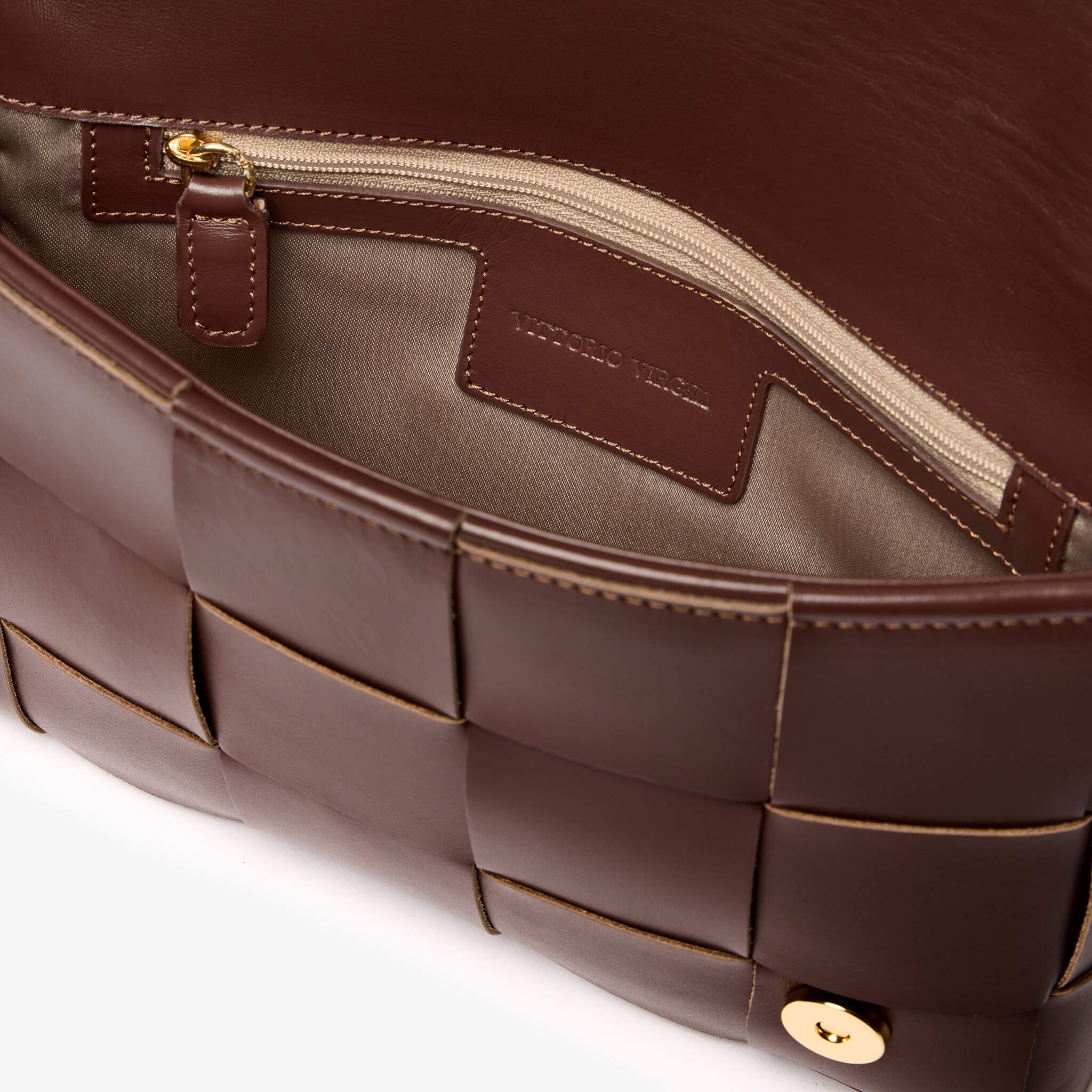 Nora | Borsa in pelle intrecciata cioccolato