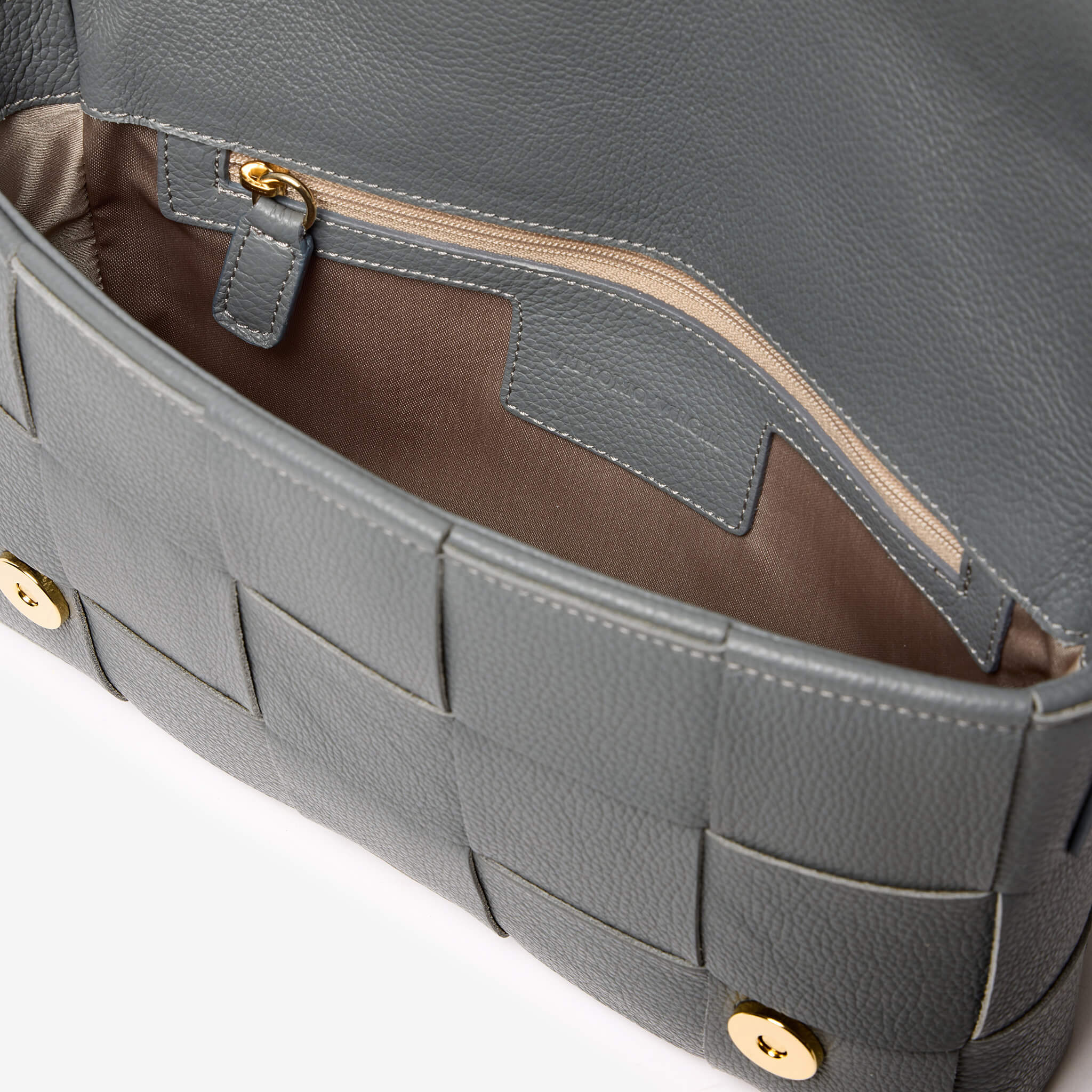 Nora Will | Borsa in pelle intrecciata grigia