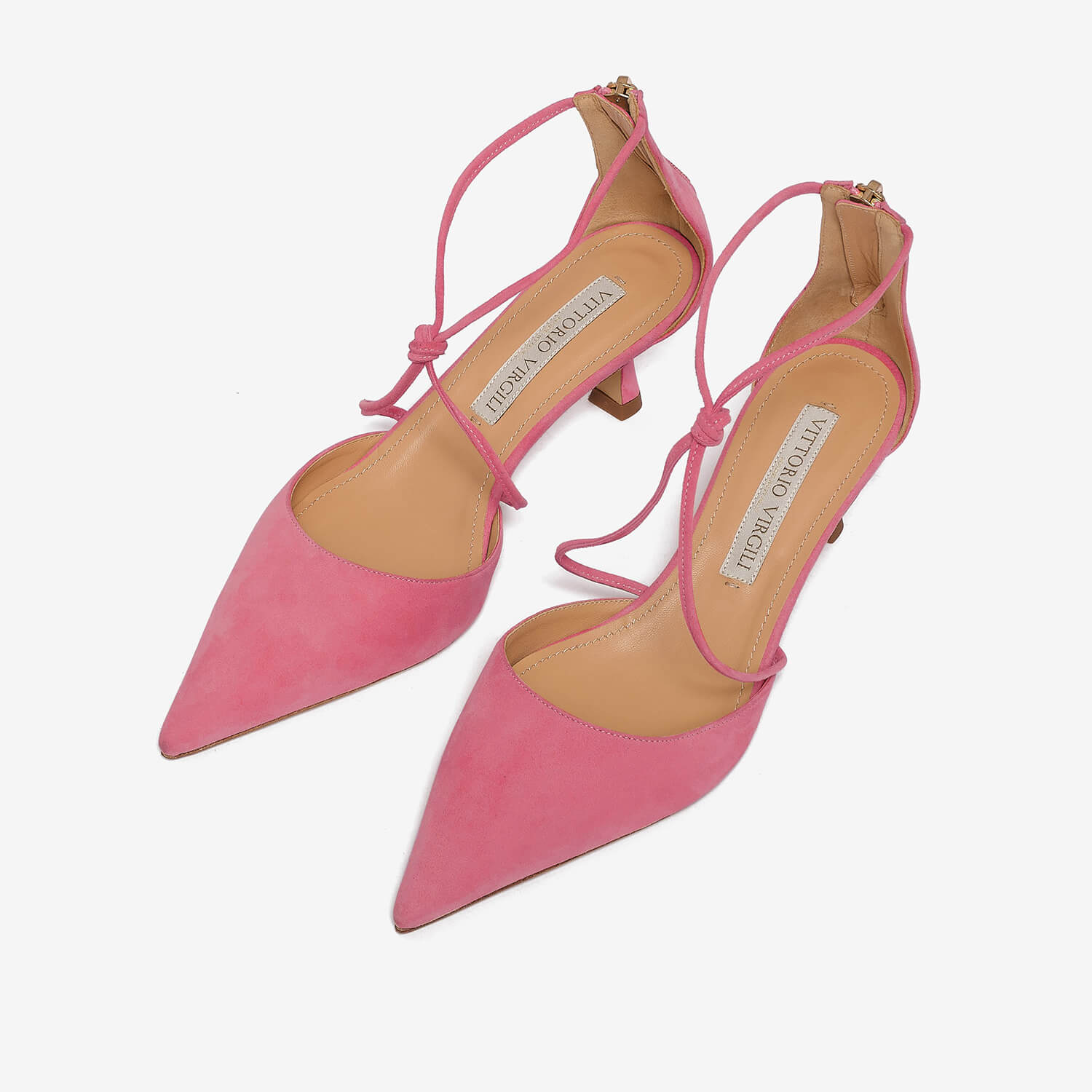 Pink women's suede décolleté