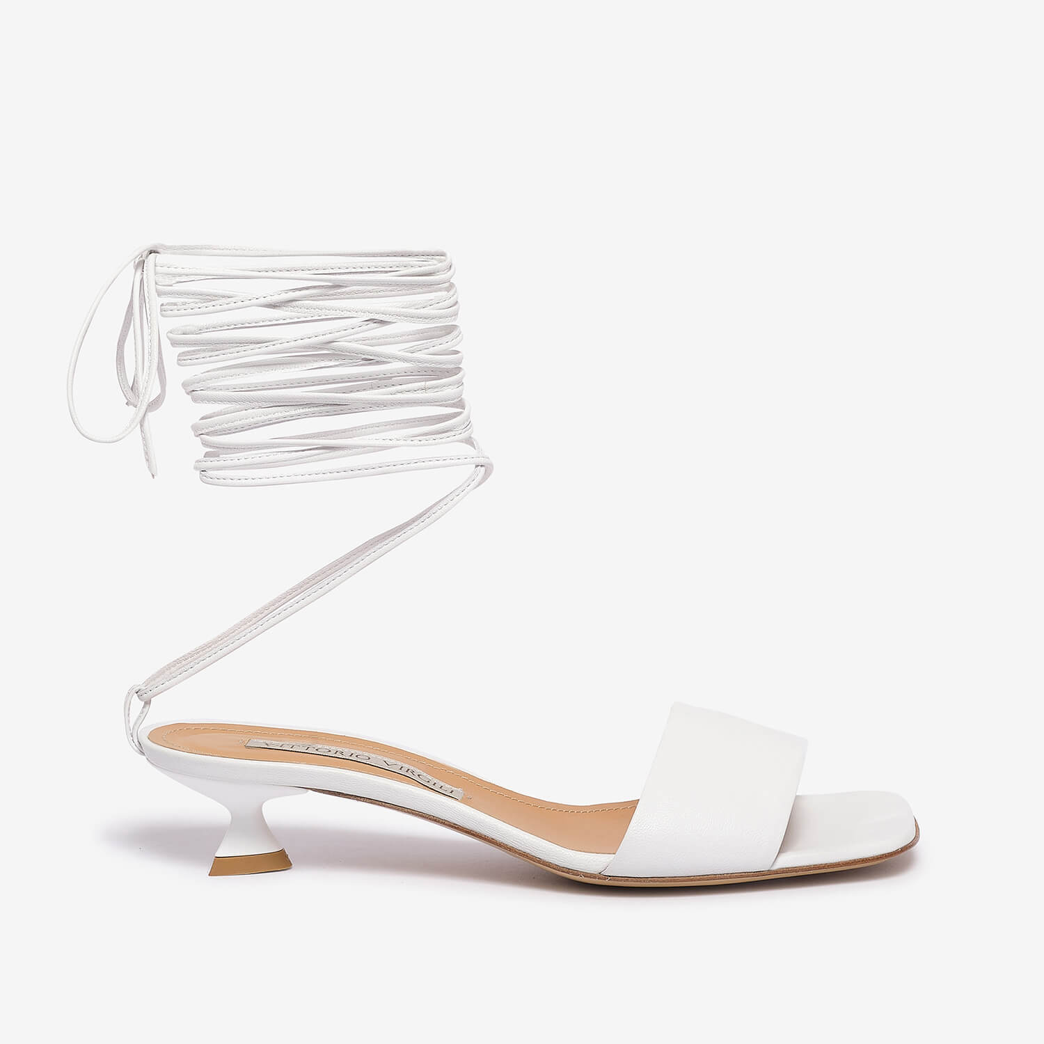 Sandalo slide in pelle bianco donna