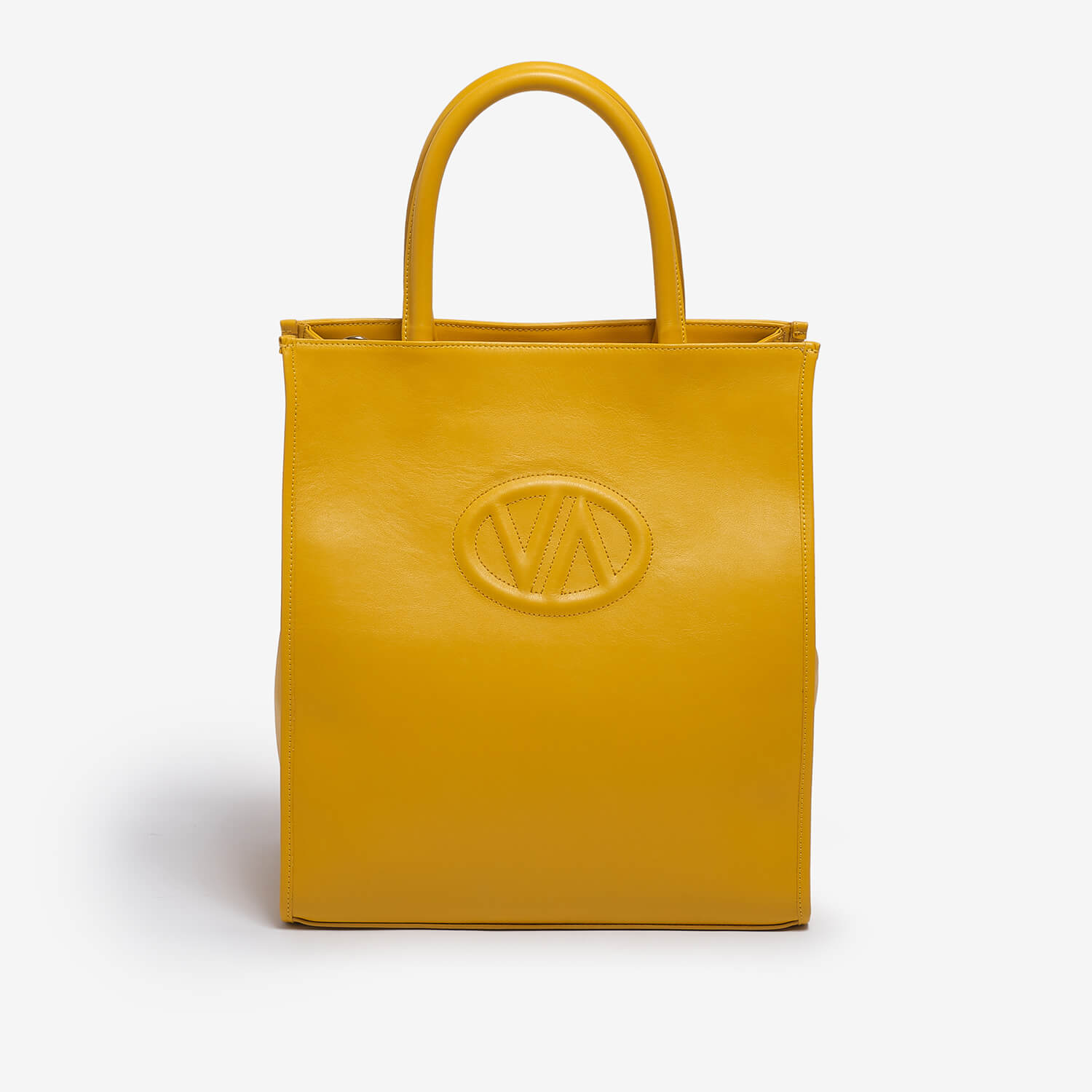 Shopping bag in pelle giallo