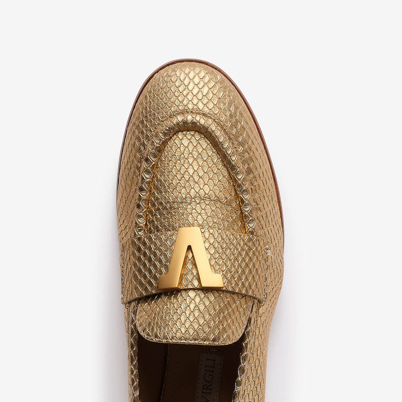 Gold women's goat leather loafer