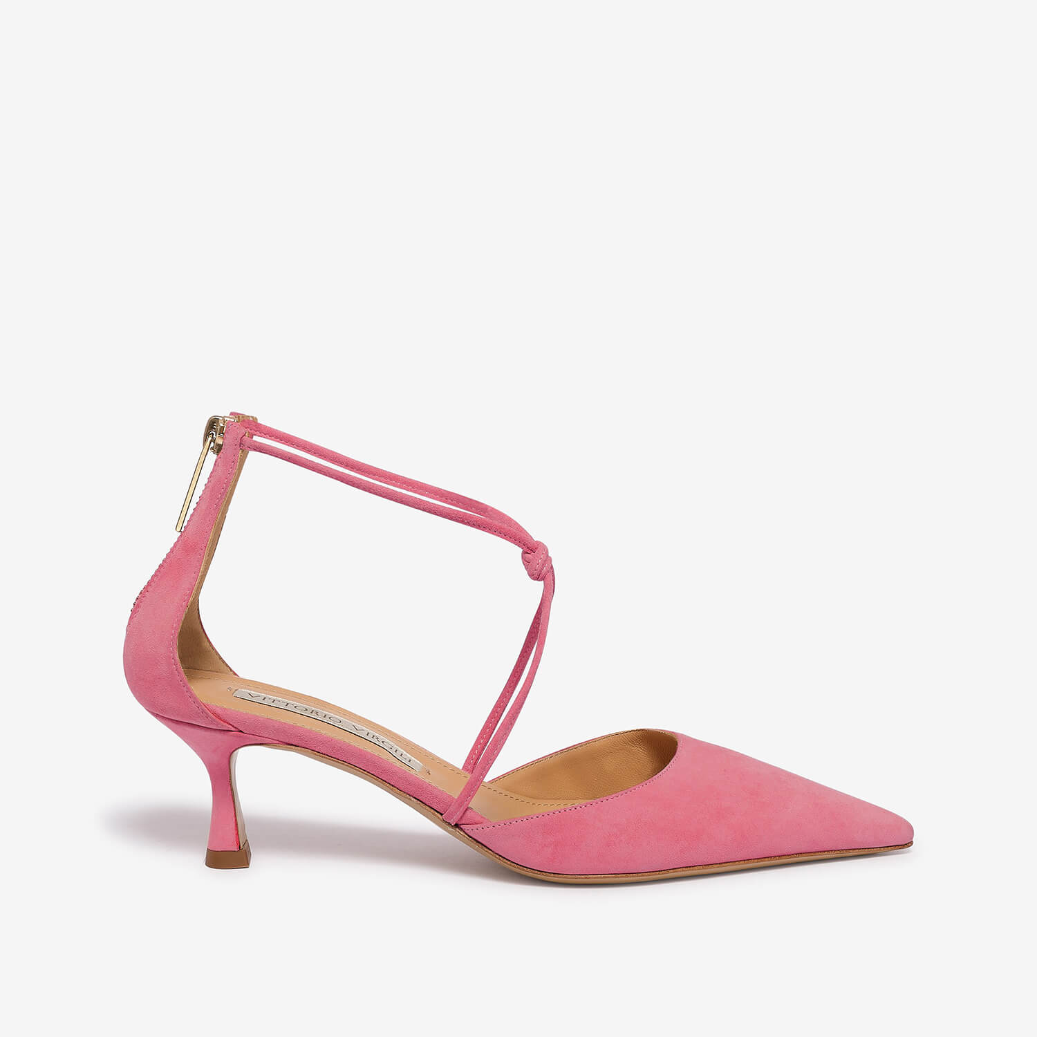 Pink women's suede décolleté