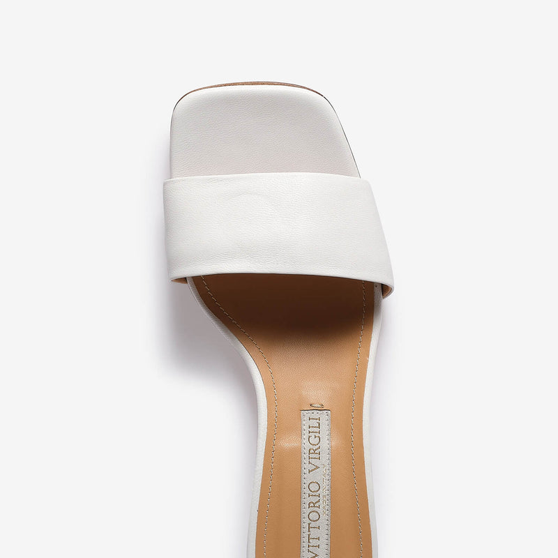 Sandalo slide in pelle bianco donna