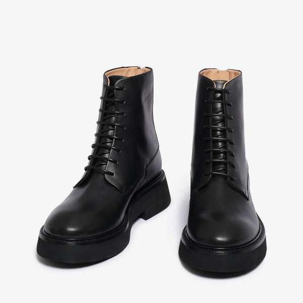Caelia | Black women's leather combats boot