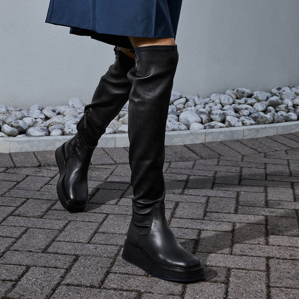 Cassia | Stivale cuissard in pelle nero donna