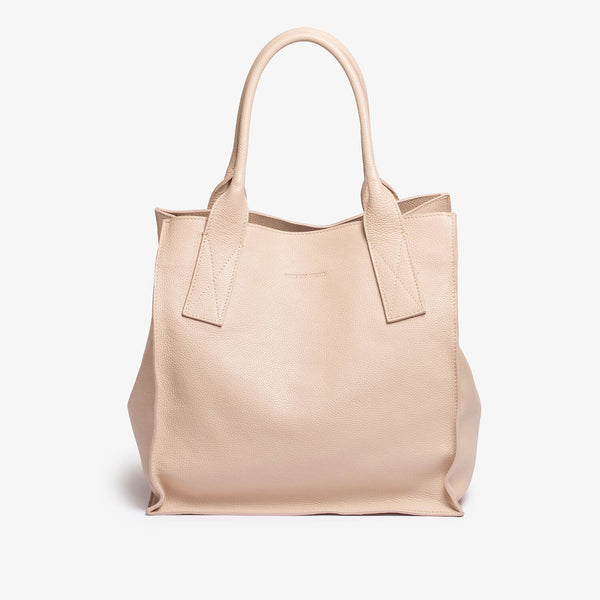Borsa grande in vitello color beige