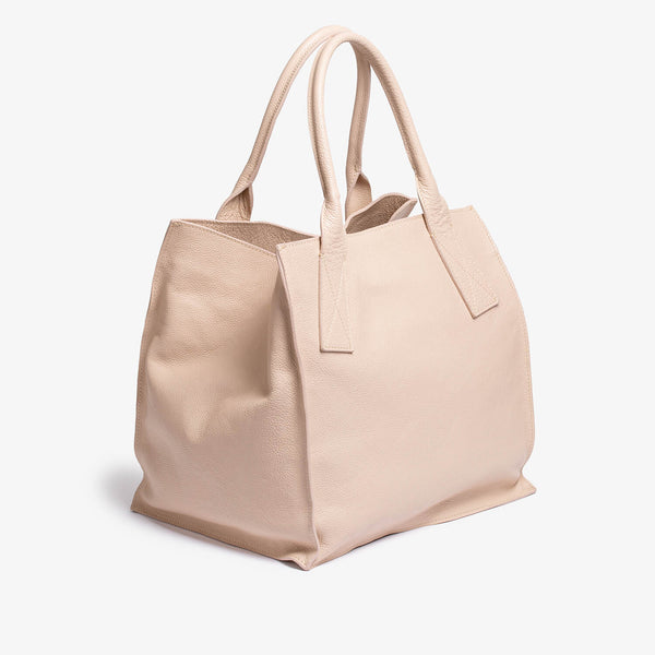 Borsa grande in vitello color beige