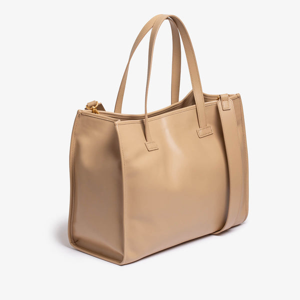 Borsa grande in vitello color taupe