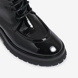 Black women's patent leather ankle boot