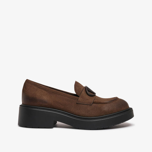 Mocassino in camoscio marrone scuro donna
