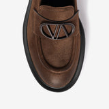Dark brown women's suede loafer