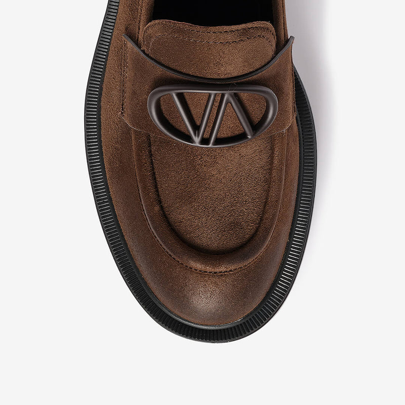 Dark brown women's suede loafer