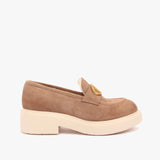 Mocassino in camoscio taupe donna
