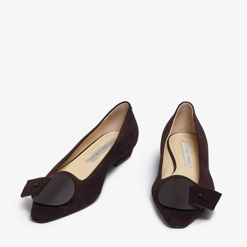 Dark brown women's suede ballet flat
