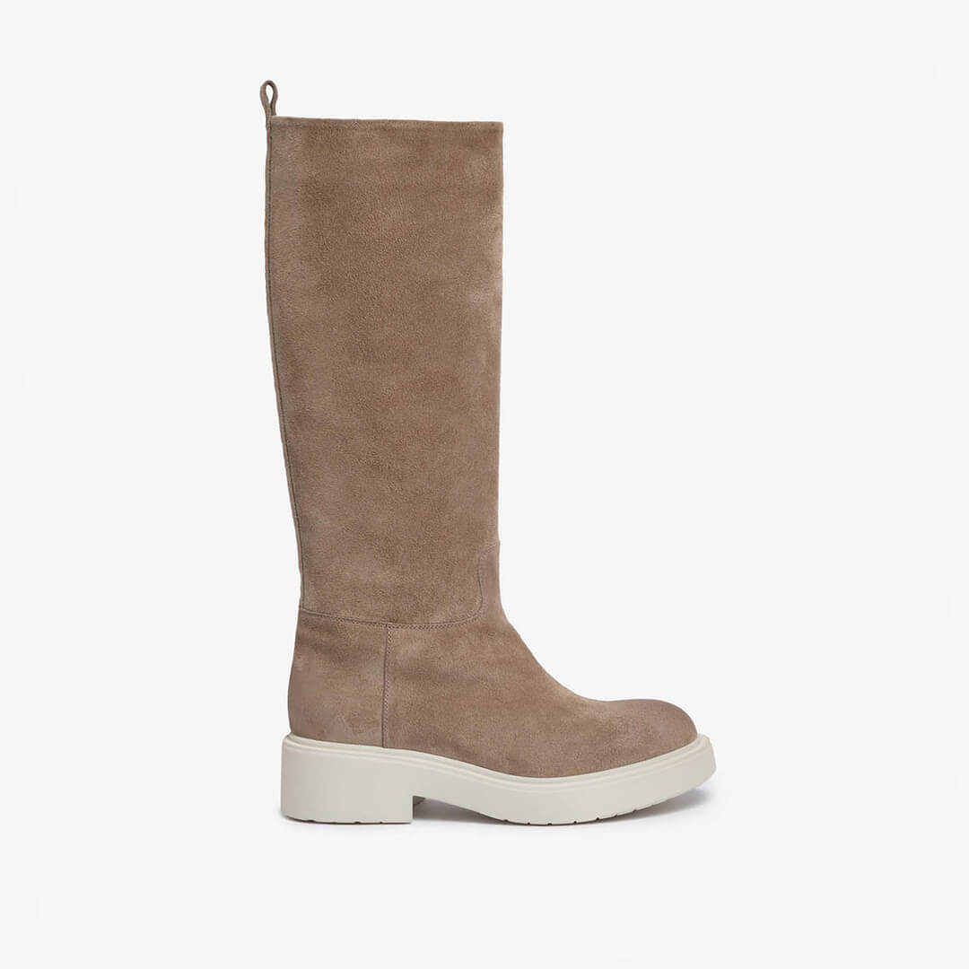Stivale in camoscio taupe donna