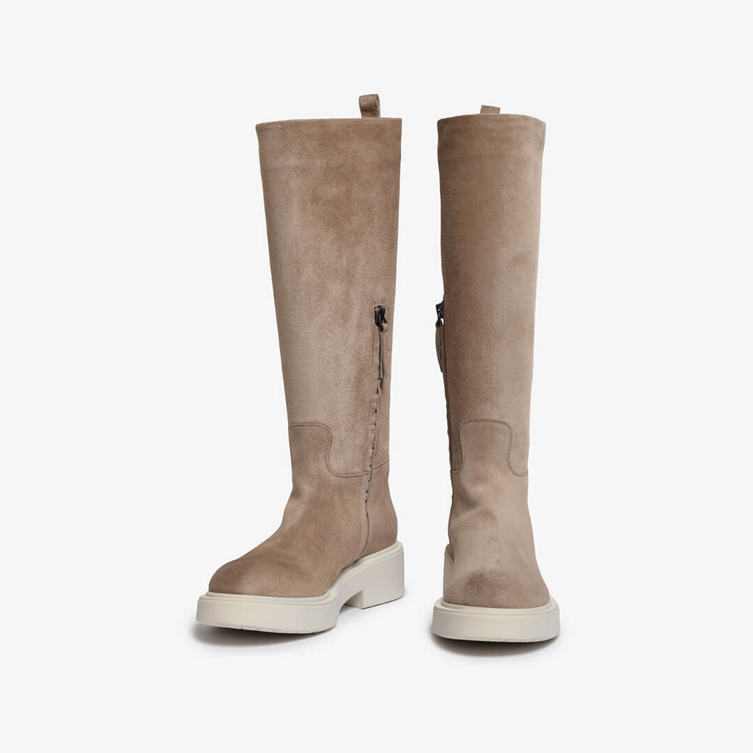 Stivale in camoscio taupe donna