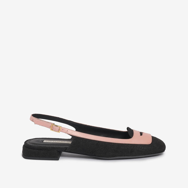 Ballerina sling back in tela donna nero 