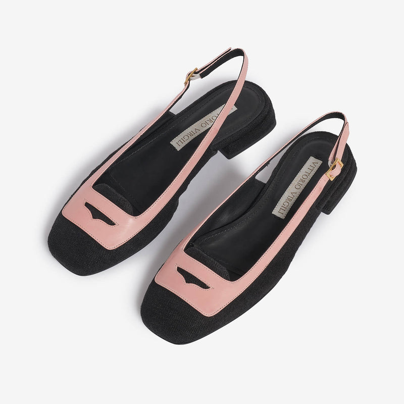 Ballerina sling back in tela donna nero 