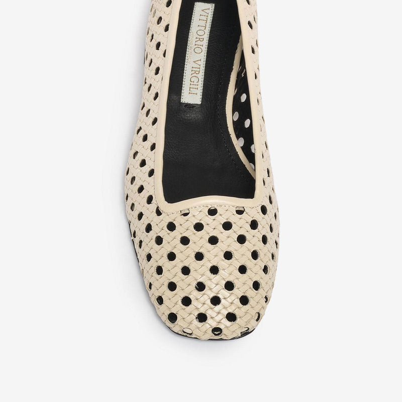 Ballerina in pelle donna avorio