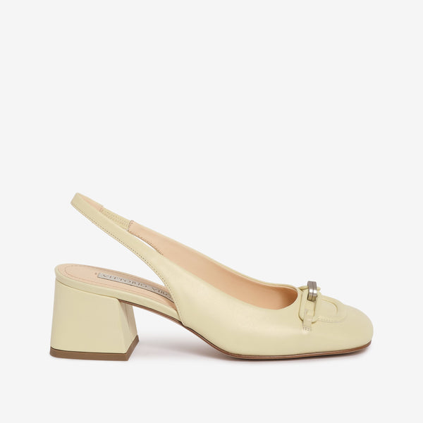 Sling back décolleté in pelle donna tocco di limone