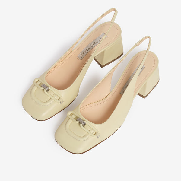 Sling back décolleté in pelle donna tocco di limone