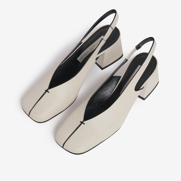 Décolleté sling back in pelle donna ecrù