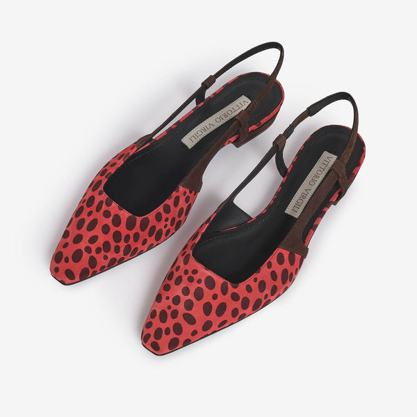 Ballerina sling back rosso-marrone 