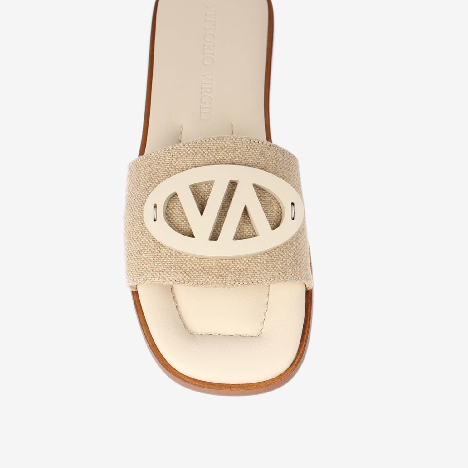 Sandalo slider in lino donna