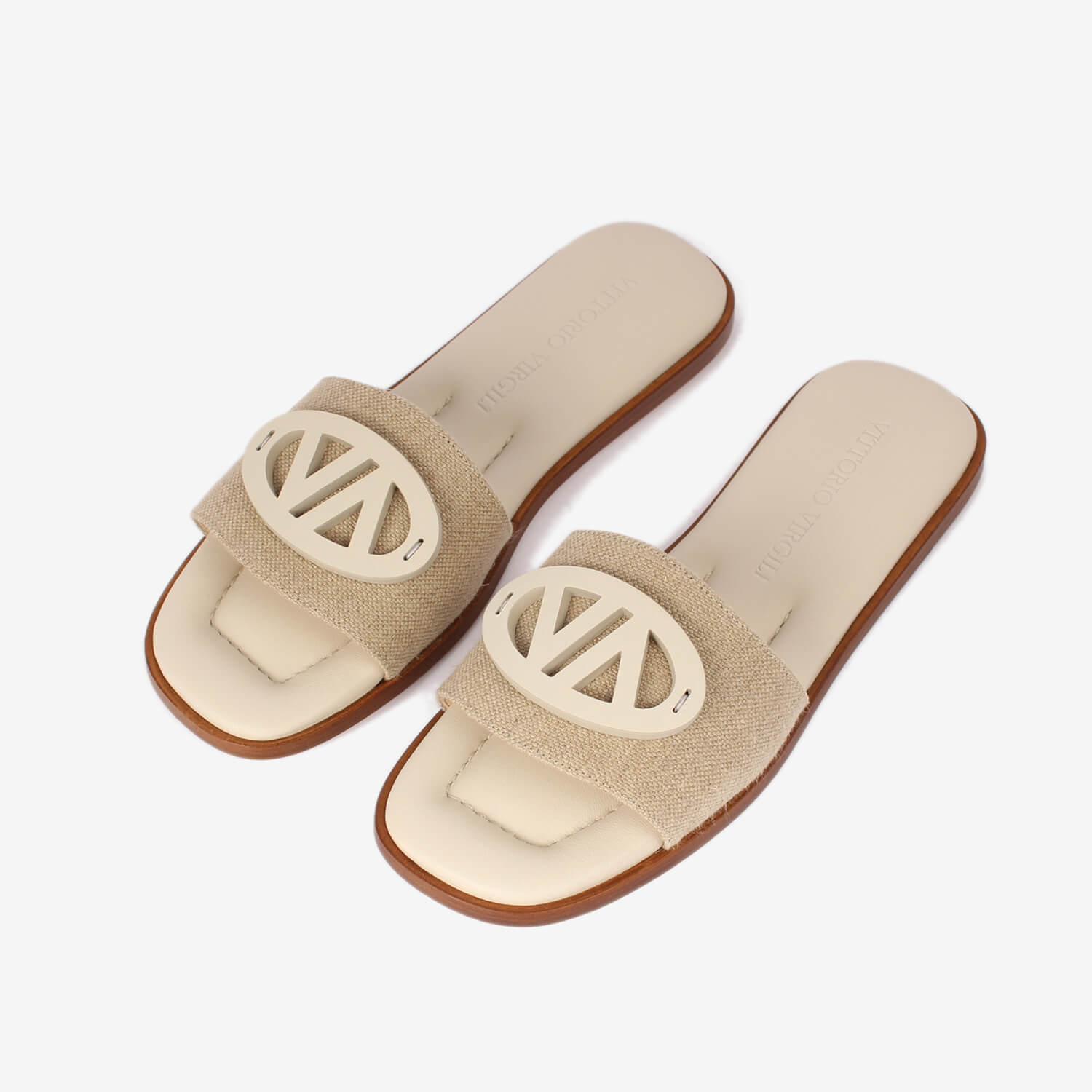 Sandalo slider in lino donna
