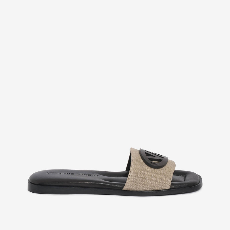 Sandalo slider in lino donna