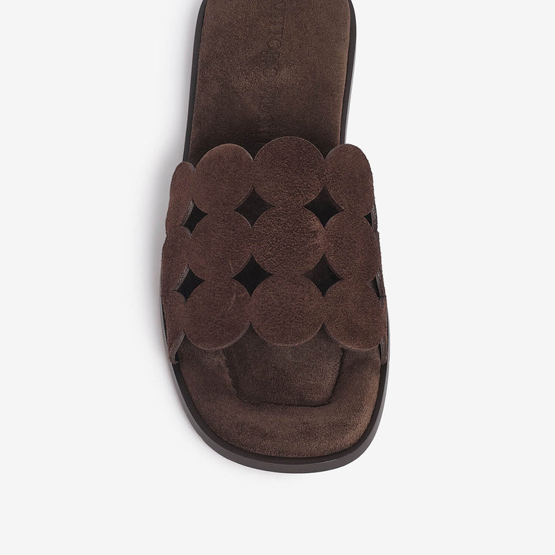 Sandalo slider in camoscio donna