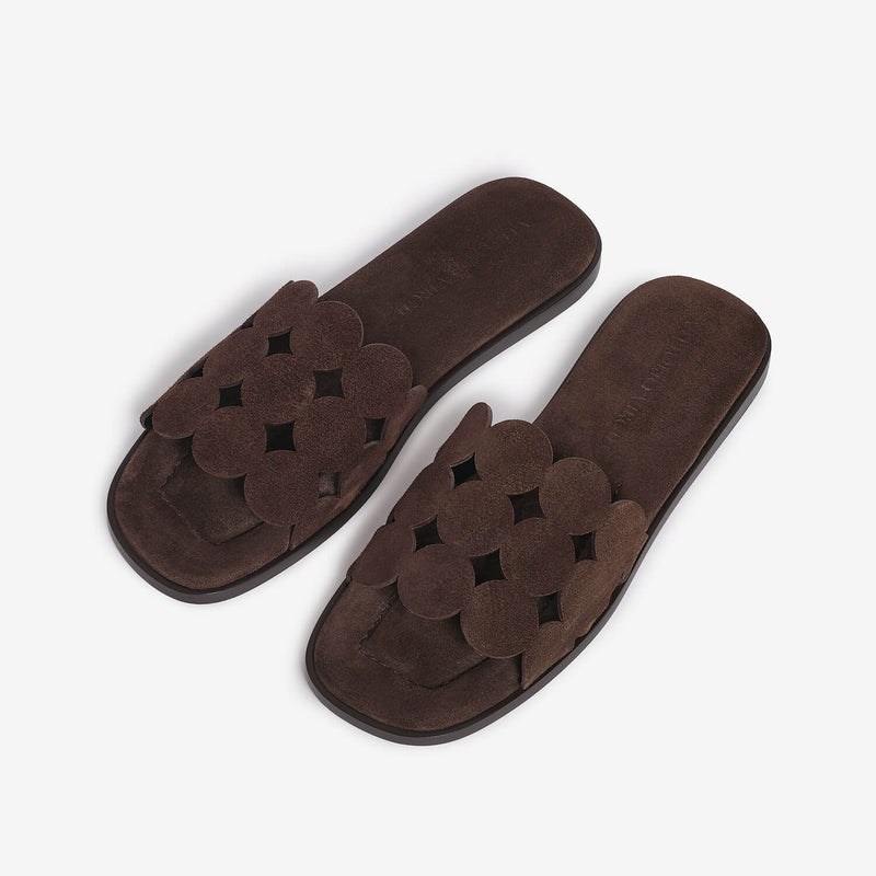 Sandalo slider in camoscio donna