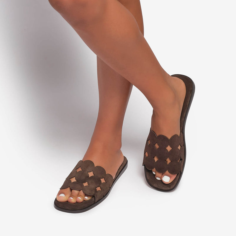 Women's suede slider sandal