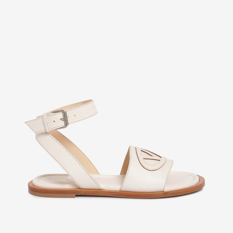 Sandalo flat in pelle donna