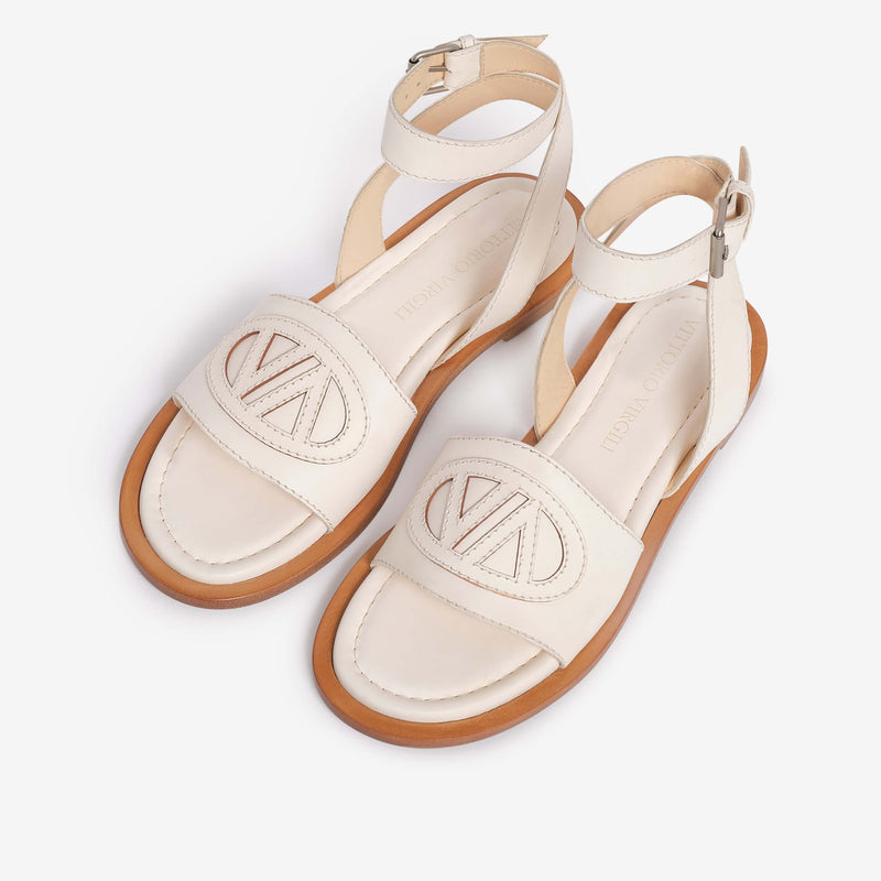 Sandalo flat in pelle donna