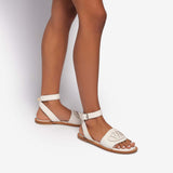 Sandalo flat in pelle donna