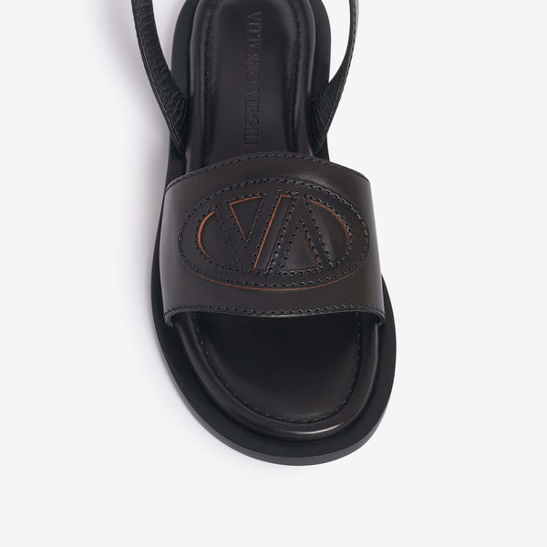 Sandalo flat in pelle donna