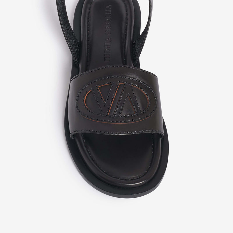 Sandalo flat in pelle donna