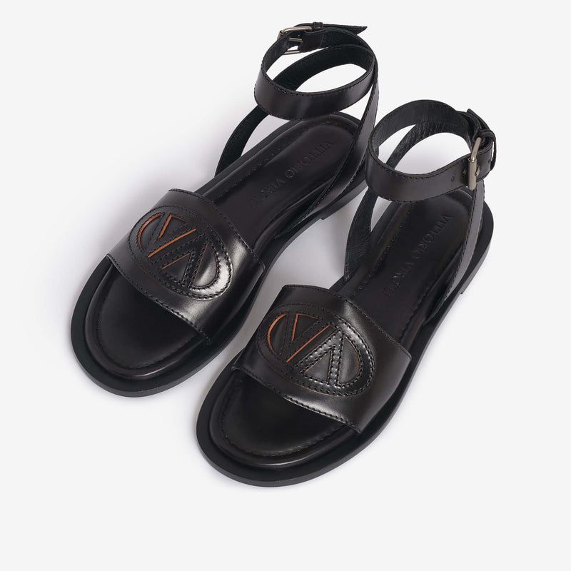 Sandalo flat in pelle donna