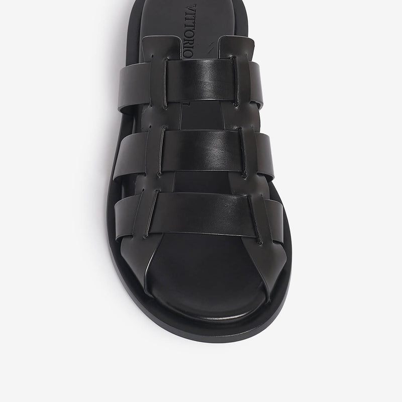 Sandalo slider in pelle donna