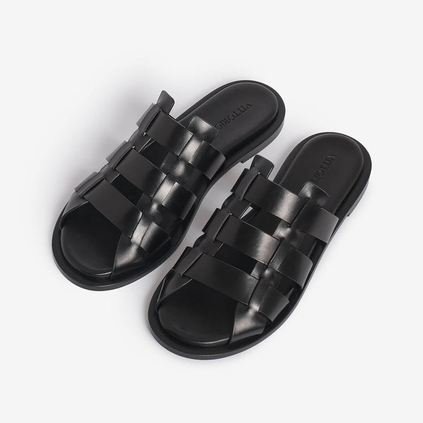 Sandalo slider in pelle donna