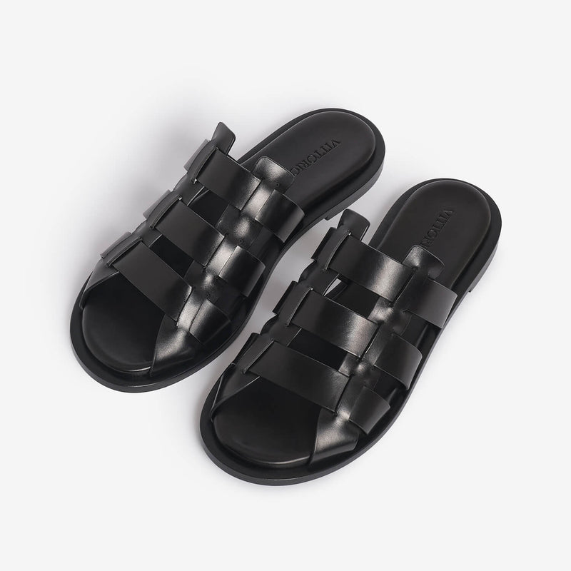 Sandalo slider in pelle donna