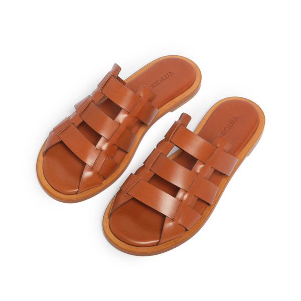 Sandalo slider in pelle donna