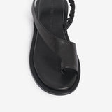 Black women's leather flip flop sandal