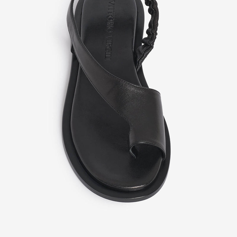 Sandalo infradito in pelle donna nero