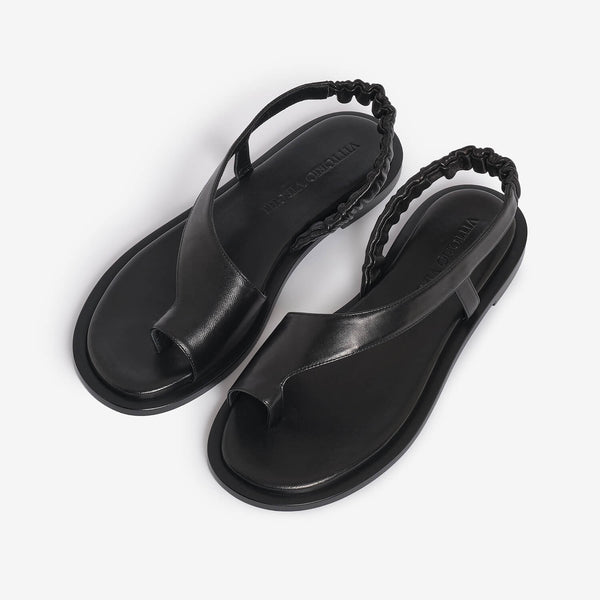 Sandalo infradito in pelle donna nero