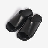 Black women's leather slider sandal