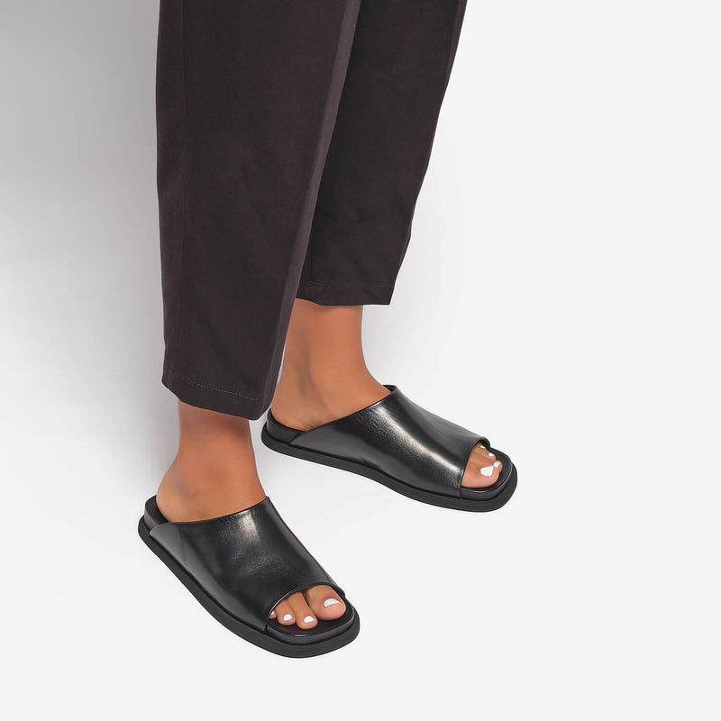 Sandalo slider in pelle donna 