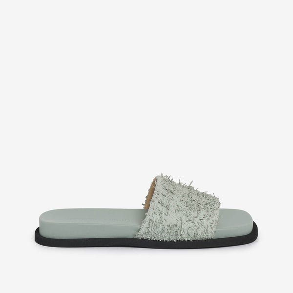 Sandalo slider in pelle donna verde menta